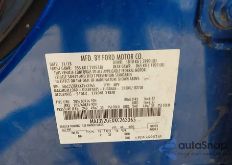 2019 Ford Ecosport Se из США, поврежденный, VIN MAJ3S2GEXKC263365